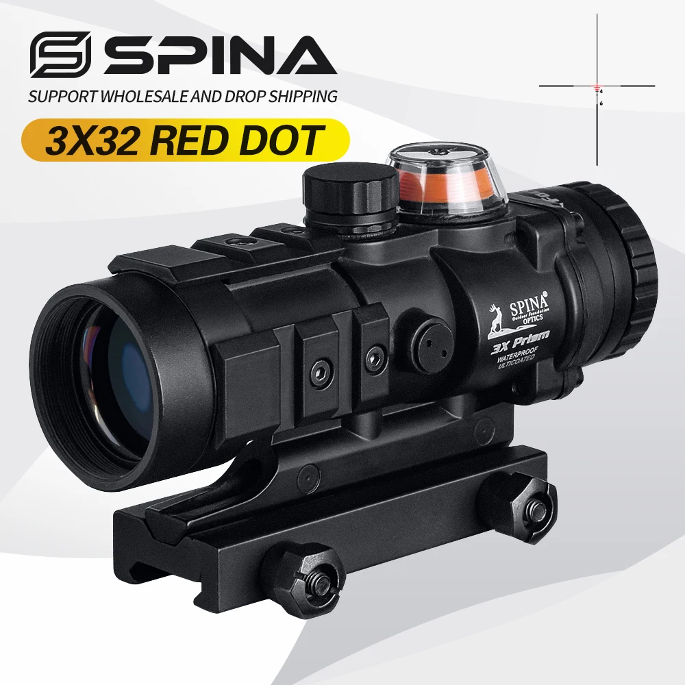 SPINA Optics Tactical Optical Sight 3x32 Rifle Scope Gp01 Fiber Prism Red/Green Illuminated Sight Riflescope for Hunting Sports
SPINA Optics Tactical Optical Sight 3x32 Rifle Scope Gp01 Fiber Prism Red/Green Illuminated Sight Riflescope for Hunting Sports