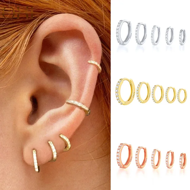 Boucles d'oreilles créoles bohèmes minimalistes pour femmes, 100% véritable argent regardé 925, créoles rondes punk unisexes, accessoires de bijoux 1