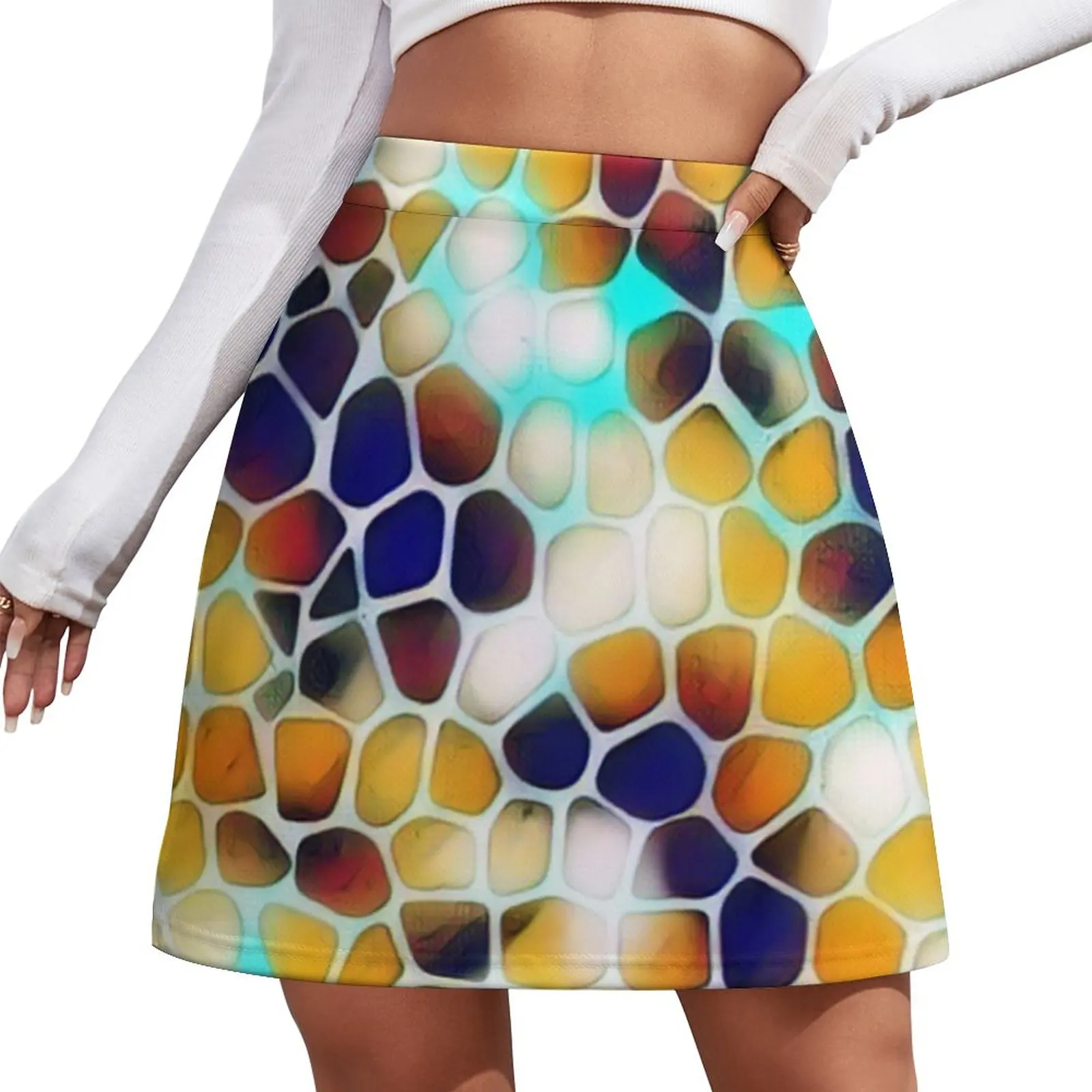 

Colorful abstract pebble design Mini Skirt women's summer clothing 2024 women's stylish skirts