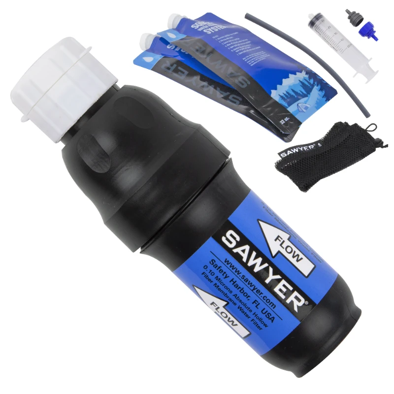 Water Filtration System w/ Two 32oz Squeeze Pouches, Straw, and Hydration Pack Adapter
Water Filtration System w/ Two 32oz Squeeze Pouches, Straw, and Hydration Pack Adapter