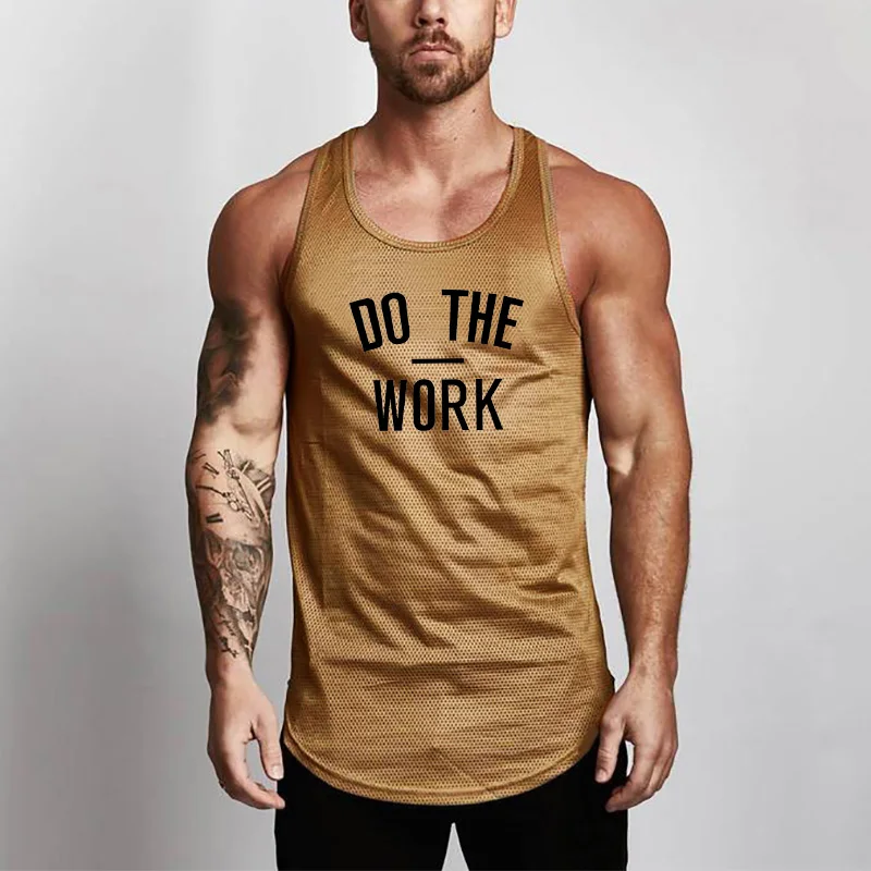 

Summer Mesh Moisture Wicking Sleeveless Breathable Cool Feeling T-shirt Mens Casual Gym Fitness Fashion Rounded Hem Tank Tops