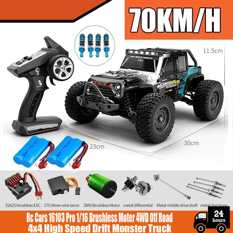 

16103PRO 1:16 4WD RC Car with LED 2.4G Remote Control Cars 70KM/H High Speed Drift Monster Truck for Kids VS WLtoys 144001 Toys
