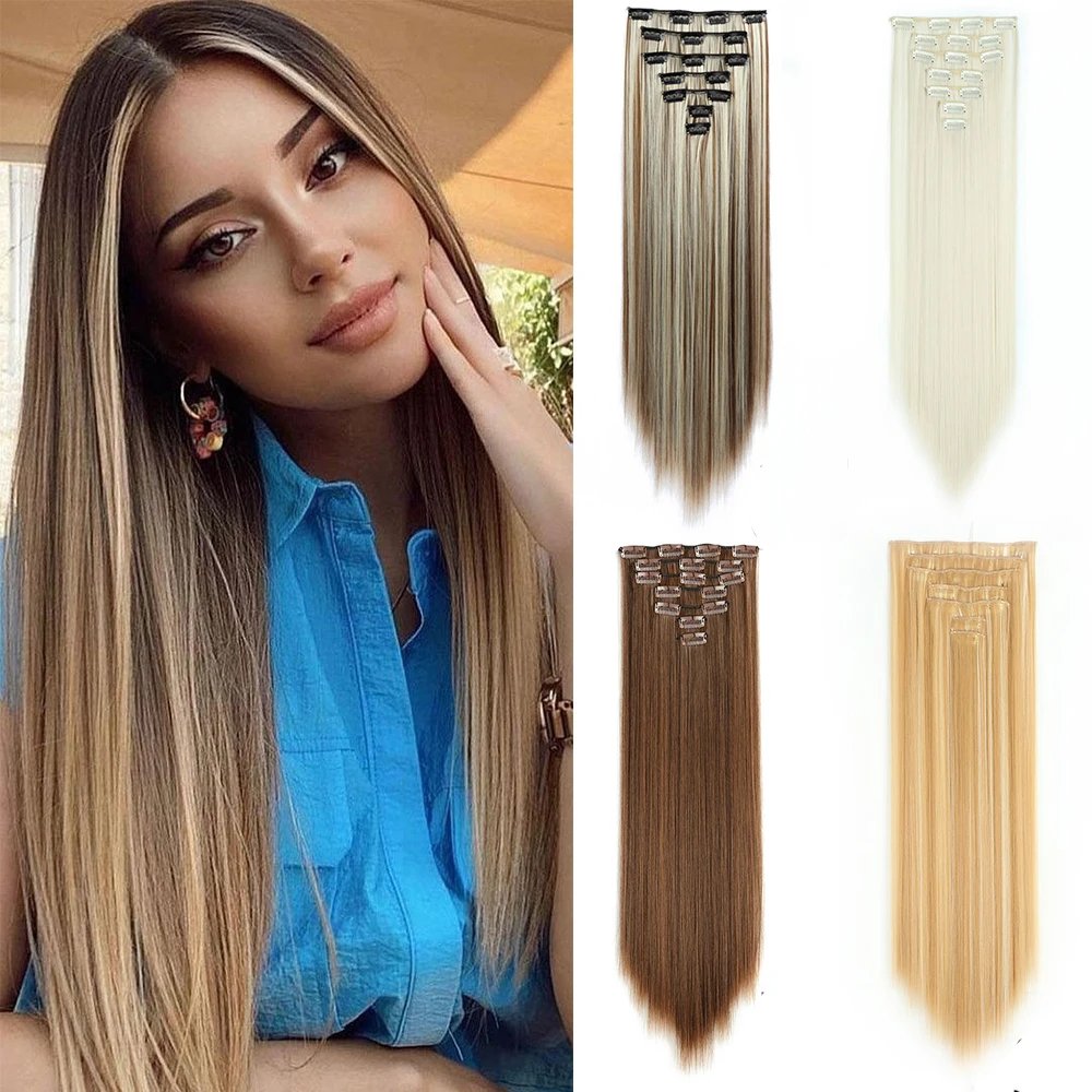 Long Clip In Hair Extensions 7Pcs/Set 16 Clips Straight Hair Pieces Full Head Synthetic Fake Hair for Women Natural Blonde Red
Long Clip In Hair Extensions 7Pcs/Set 16 Clips Straight Hair Pieces Full Head Synthetic Fake Hair for Women Natural Blonde Red