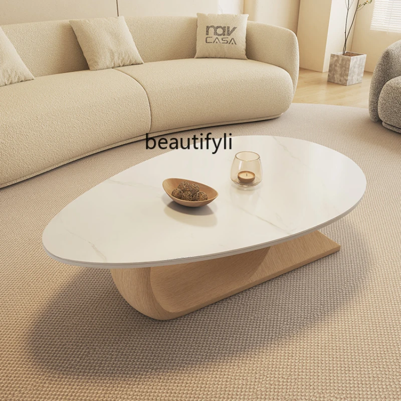 Oval Stone Plate Coffee Table Living Room Home Silent Cream Style Light Luxury Special-Shaped Creative
Oval Stone Plate Coffee Table Living Room Home Silent Cream Style Light Luxury Special-Shaped Creative
