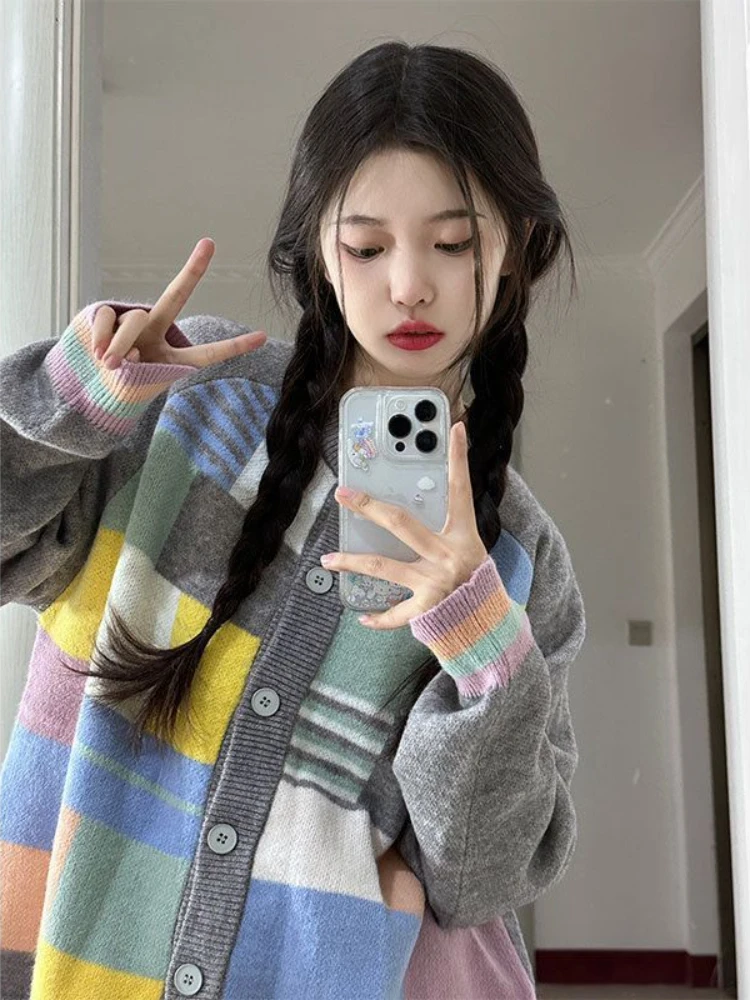 Deeptown Y2K Vintage Striped Knitted Cardigan Women Harajuku Kpop Oversized Sweater Korean Fashion Casual All-match Tops 2000s
Deeptown Y2K Vintage Striped Knitted Cardigan Women Harajuku Kpop Oversized Sweater Korean Fashion Casual All-match Tops 2000s
