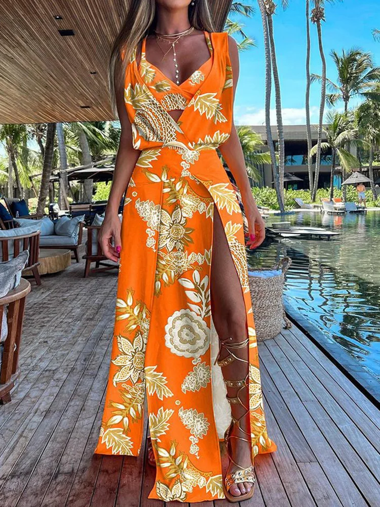 Long Skirt And Vest Print Two Piece Set Casual Lady Party Club Skirt Matching Suit Women Holiday Beach Sexy Hollow Out Skirt Set
Long Skirt And Vest Print Two Piece Set Casual Lady Party Club Skirt Matching Suit Women Holiday Beach Sexy Hollow Out Skirt Set