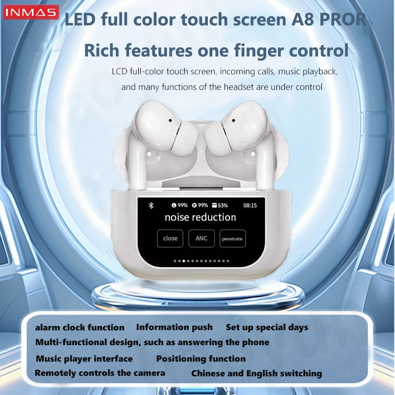 INMAS A8 pro Bluetooth 5.3 Wireless ANC in-ear Headphones Waterproof sports gaming headphones touch multi-function display
INMAS A8 pro Bluetooth 5.3 Wireless ANC in-ear Headphones Waterproof sports gaming headphones touch multi-function display