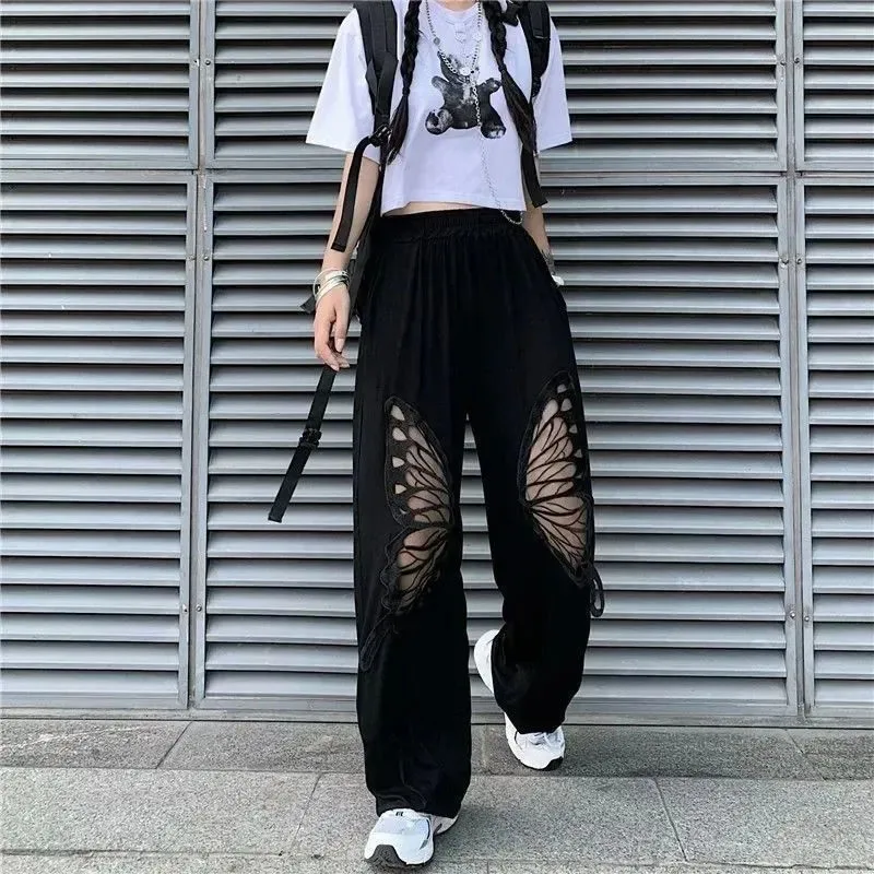 Vintage Hollow Out Butterfly Women Casual Trousers Solid High Waist 4Xl Oversize Loose All Match Streetwear Wide Leg Pants
Vintage Hollow Out Butterfly Women Casual Trousers Solid High Waist 4Xl Oversize Loose All Match Streetwear Wide Leg Pants