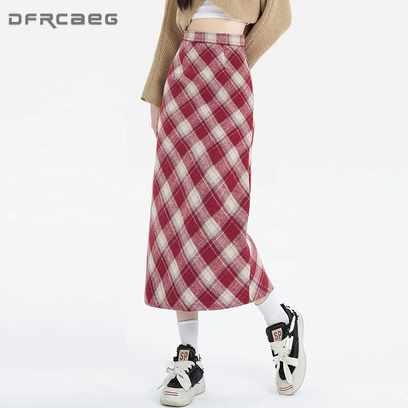 Elegant Vintage Plaid Winter Wool Long Skirt Woman 2023 High Waist Casual Retro Warm Thickening Pencil Saias Longas
Elegant Vintage Plaid Winter Wool Long Skirt Woman 2023 High Waist Casual Retro Warm Thickening Pencil Saias Longas