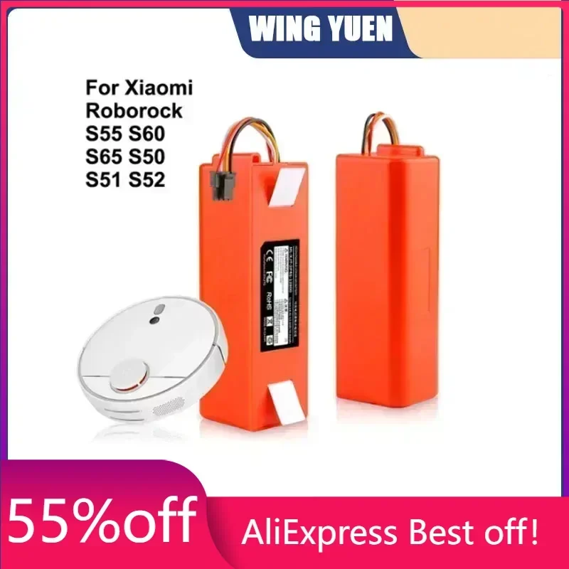 BRR-2P4S-5200S 14.4V 12800mAh Robotic Vacuum Cleaner Replacement Battery For Xiaomi Roborock S55 S60 S65 S50 S51 S5 MAX S6 Parts
BRR-2P4S-5200S 14.4V 12800mAh Robotic Vacuum Cleaner Replacement Battery For Xiaomi Roborock S55 S60 S65 S50 S51 S5 MAX S6 Parts