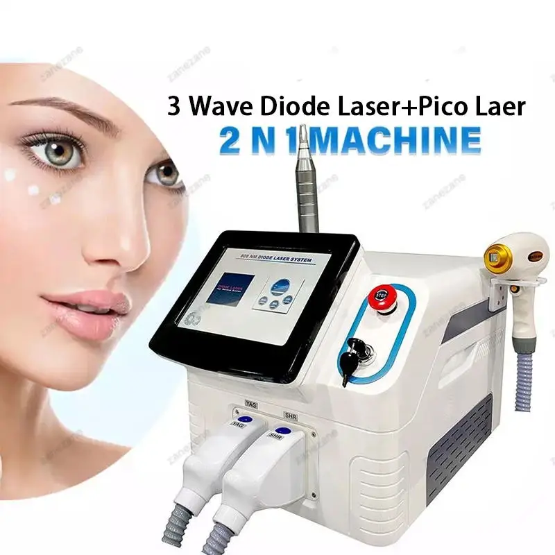 

Classic Portable 2 in 1 Picosecond Pigment Removal & 808nm Diode Laser Hair Removal Machine Professional Beauty Device for Salon