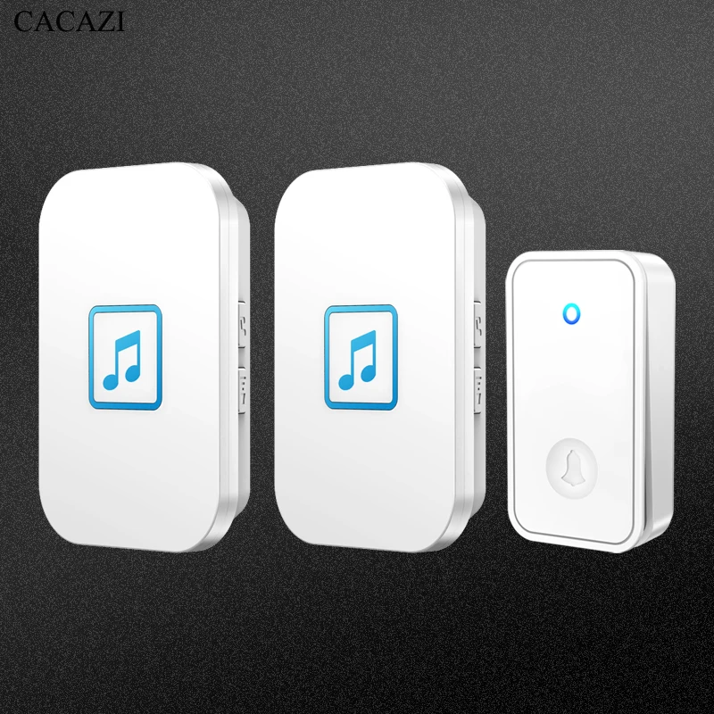 

CACAZI Smart Self-powered Waterproof Wireless Doorbell 60 Chimes 150M Remote Smart Door Bell Chime EU UK US Plug Optional