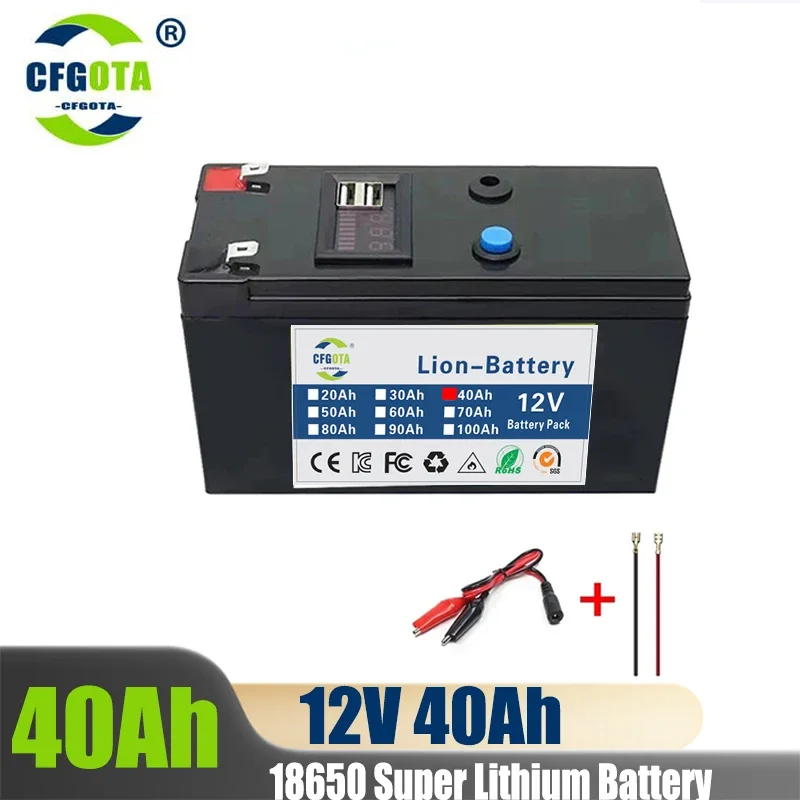 New 12V 40Ah lithium ion Rechargeable Battery Charger Deep Cycle Battery Pack For Kid Scooters with Built-in BMS Power display
New 12V 40Ah lithium ion Rechargeable Battery Charger Deep Cycle Battery Pack For Kid Scooters with Built-in BMS Power display