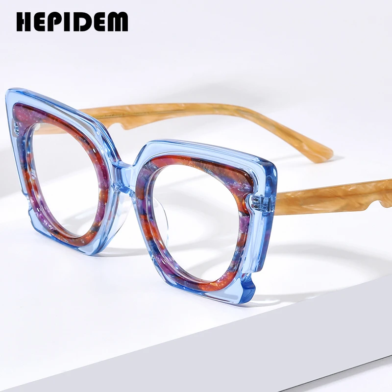 

HEPIDEM Acetate Optical Glasses Frame Women 2024 New Fashion Cat Eye Eyeglasses Optical Myopia Spectacles Eyewear H9353