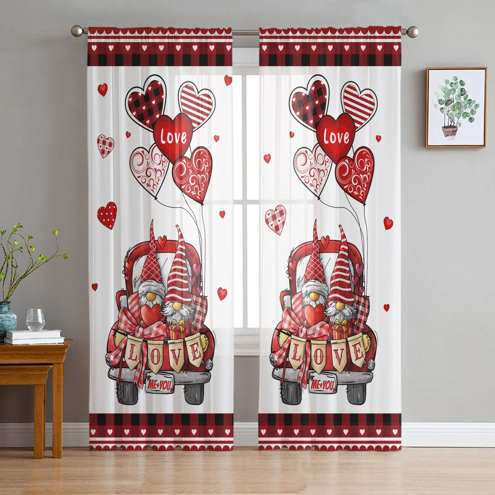 Valentine'S Day Gnome Love Rose Truck Modern Tulle Curtains for Living Room Bedroom Home Kitchen Window Sheer Curtains
Valentine'S Day Gnome Love Rose Truck Modern Tulle Curtains for Living Room Bedroom Home Kitchen Window Sheer Curtains