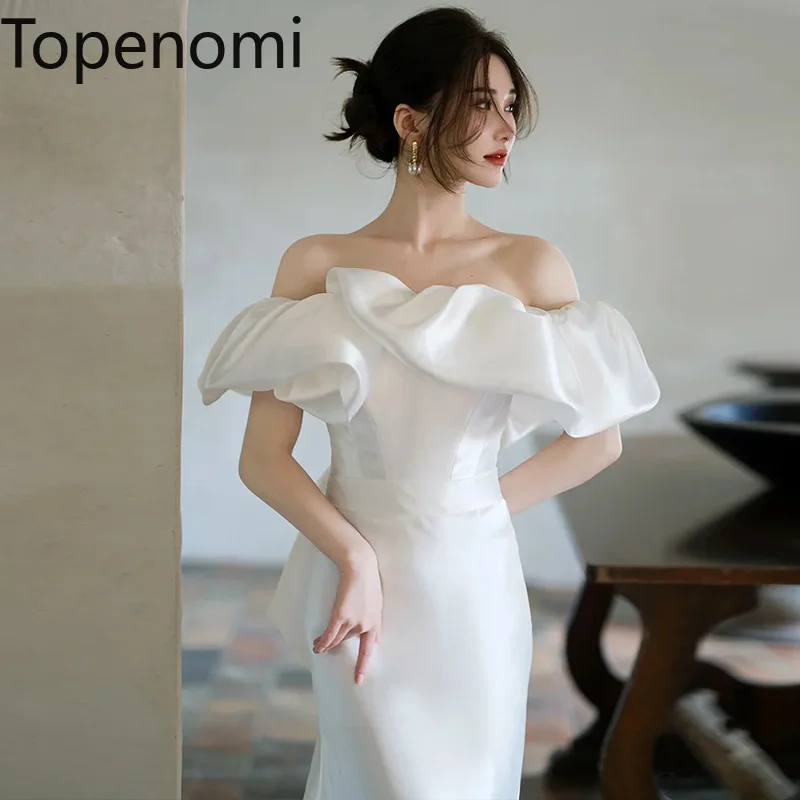 Topenomi Off Shoulder Satin Wedding Bride Dress French Simple Slim Mermaid Evening Party Dresses Fairy Temperament Gown 2024 New
Topenomi Off Shoulder Satin Wedding Bride Dress French Simple Slim Mermaid Evening Party Dresses Fairy Temperament Gown 2024 New