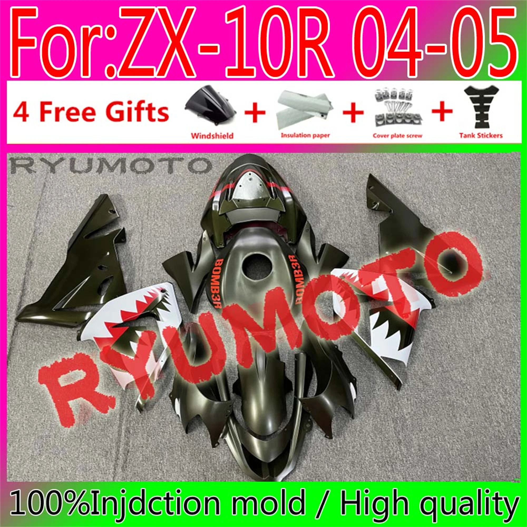 Motorcycle Injection mold Fairings + tank cover For Kawasaki ZX10R ZX-10R 04 05 ZX 10R 2004 2005 ABS Fairing
Motorcycle Injection mold Fairings + tank cover For Kawasaki ZX10R ZX-10R 04 05 ZX 10R 2004 2005 ABS Fairing