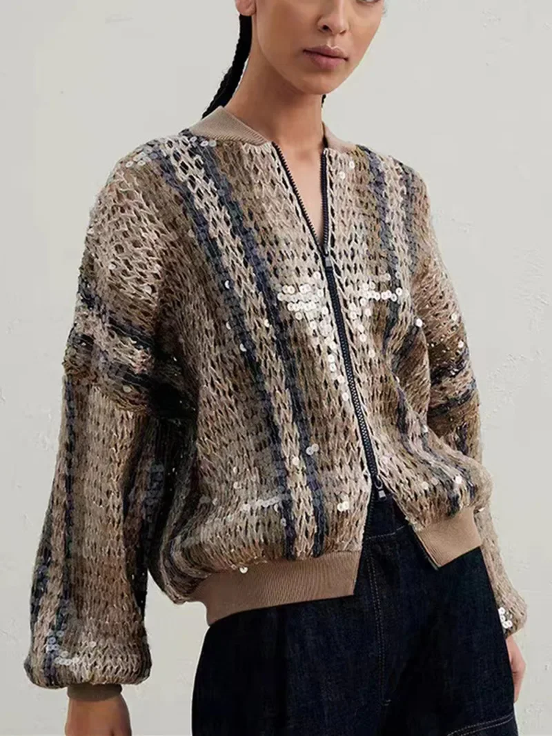 Coat for Ladies 2023 New Winter Printed Sequins Contrast Color Stand Collar Zipper Vintage Long Sleeve Jacket
Coat for Ladies 2023 New Winter Printed Sequins Contrast Color Stand Collar Zipper Vintage Long Sleeve Jacket