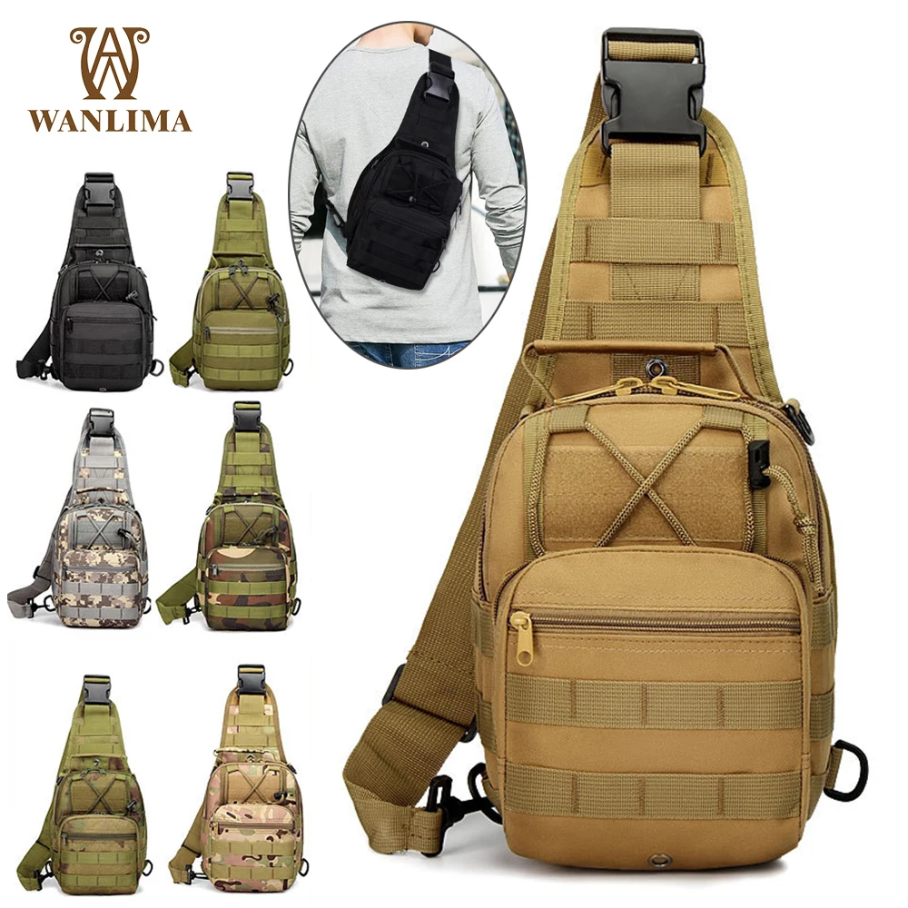 

Wanlima 3 in 1 Men Military Tactical Shoulder Bag EDC Molle Sling Pack Outdoor Sport Chest Bag Hiking Daypack Mini Backpack