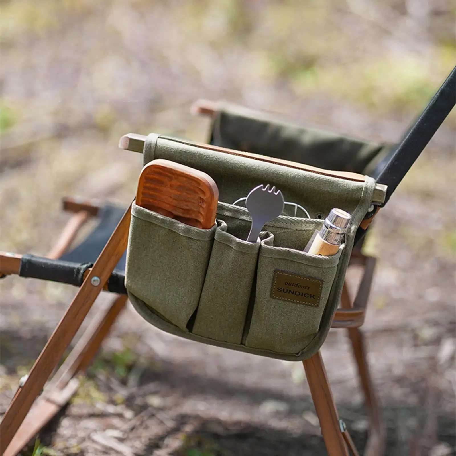 

Холщовый складной органайзер для стула, сумка для хранения с боковым карманом для кемпинга, пикника, рыбалки