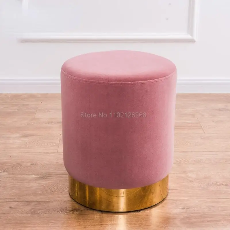 

Soft Round Shoe Stool Dressing Vanity Ottoman Pouf Entrance-hall Footrest Bench Footstool for Chaise Lounge Recliner Chair Sofa