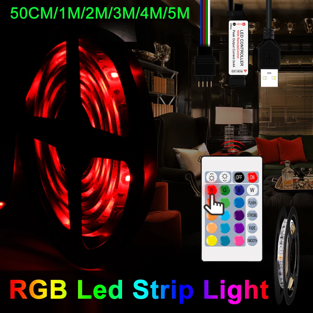 

USB Led Strip Light RGB Lamp Tape Room Decor Atmosphere Light Outdoor Waterproof Nightlight Stair Balcony Decoration Lighting