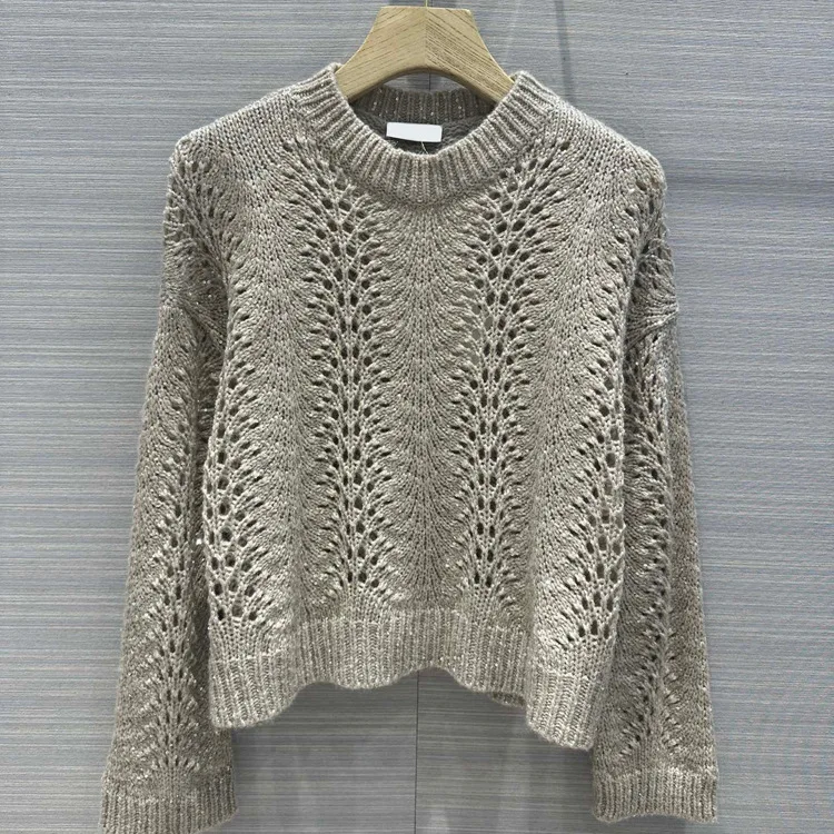 Fall/winter 2023 new casual minimalist style loose hollow heart sequined knitted sweater jacket
Fall/winter 2023 new casual minimalist style loose hollow heart sequined knitted sweater jacket