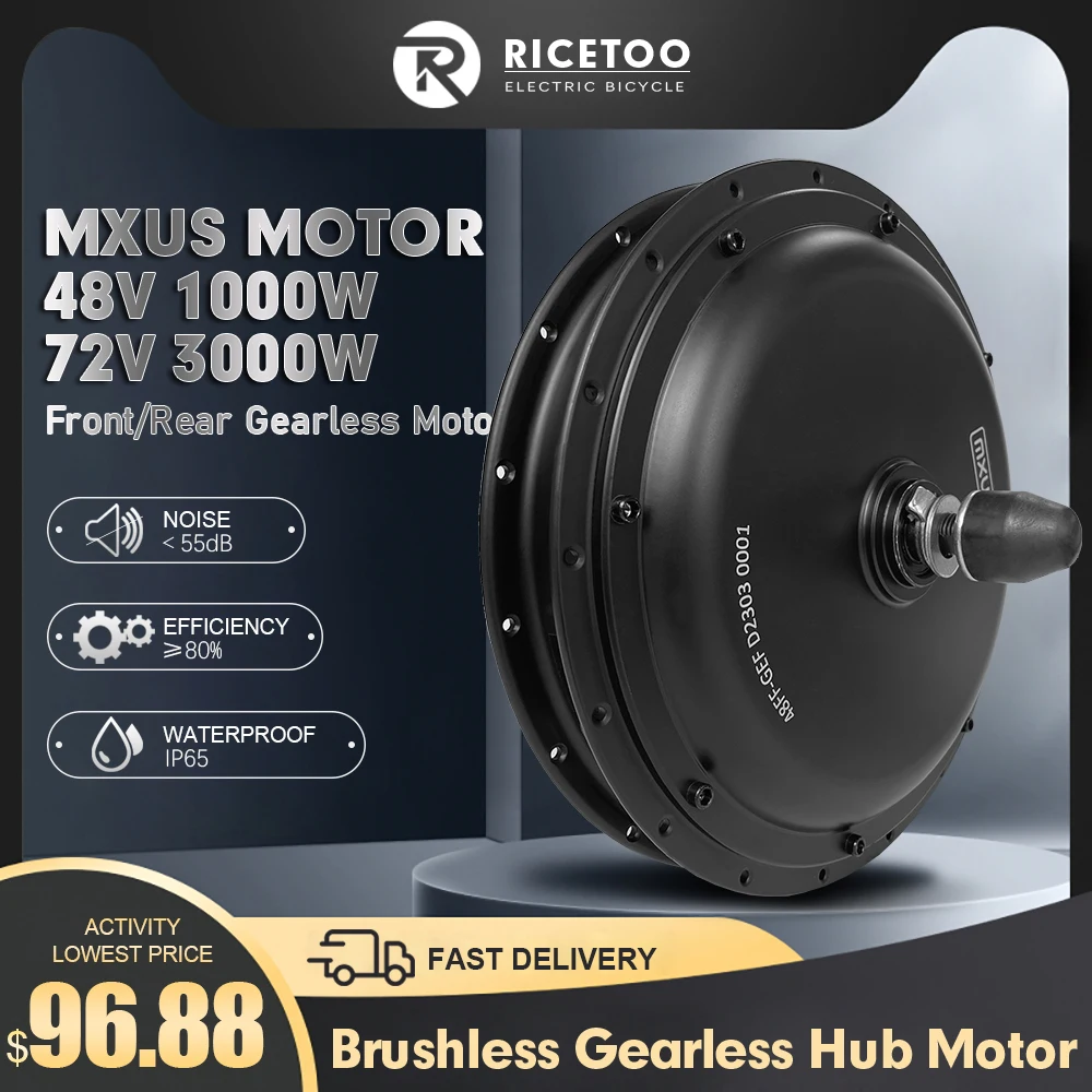 Electric Bicycle Motor MXUS 48V1000W 72V3000W Brushless Gearless Hub Motor Front Rear Drive
Electric Bicycle Motor MXUS 48V1000W 72V3000W Brushless Gearless Hub Motor Front Rear Drive
