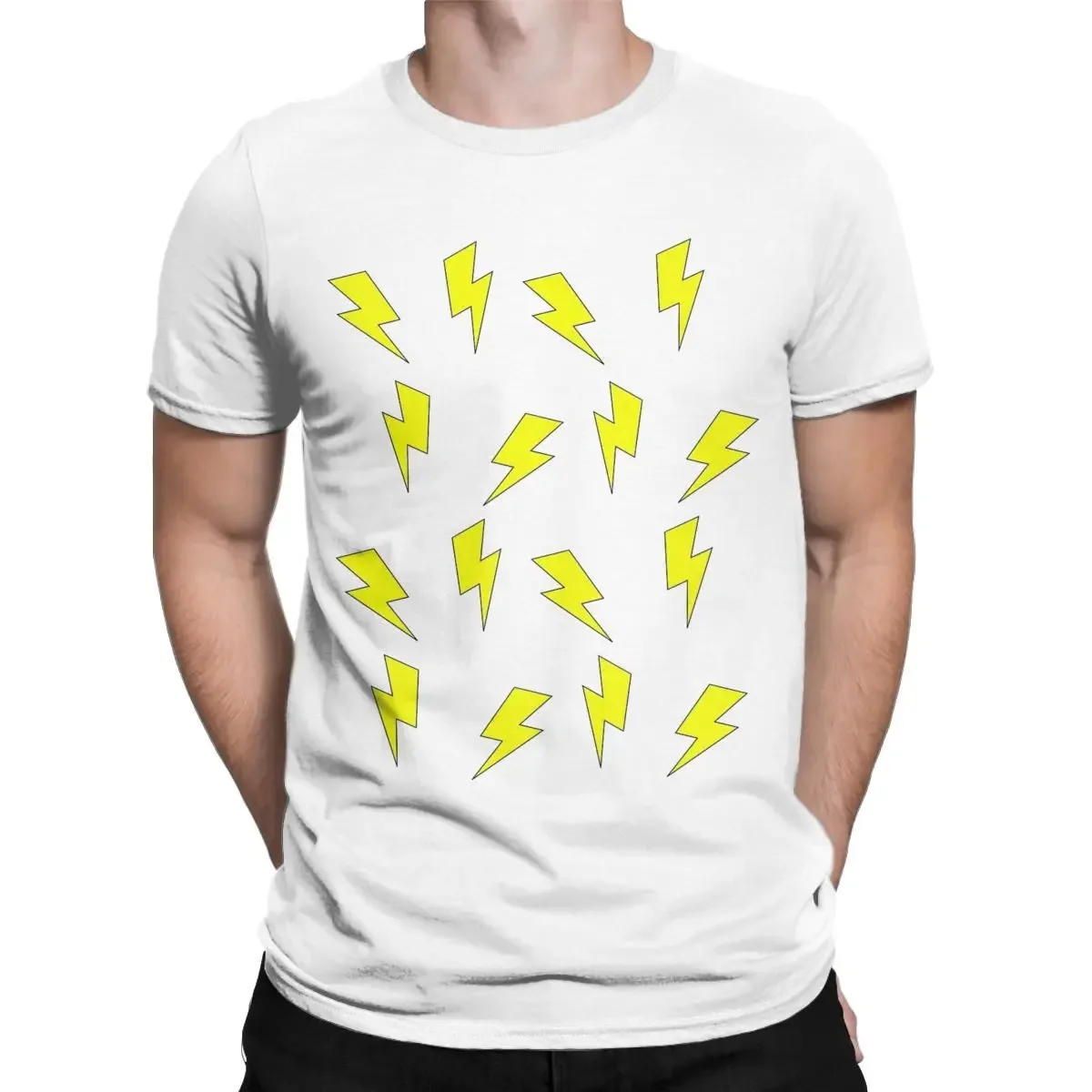

Men Pika Lightning Pikachu Pokemon Pikachu T Shirts Pure Cotton Tops Funny Short Sleeve Crewneck Tee Shirt Birthday T-Shirt