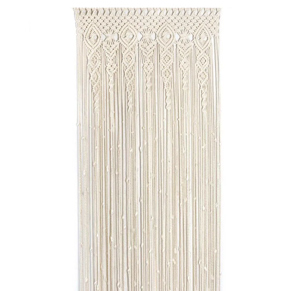 Hand Woven Cotton Door Curtain - Beige Wedding Tapestry 1