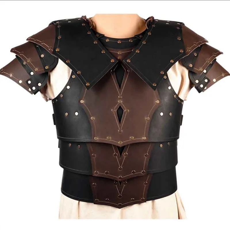 

Medieval Roman Gladiator Leather Body Chest Armor Cuirass Viking Knight Warrior Cosplay Costume Breastplate LARP Outfit Tops Men