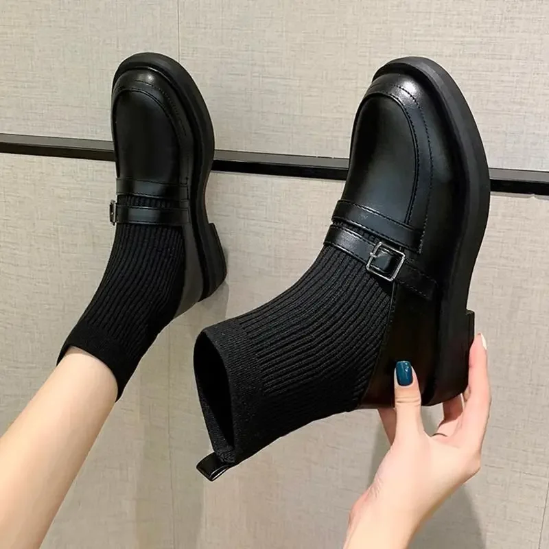 

Тонкие носки, маленькие короткие женские весенне-осенние однотонные новые носки Martin, вязаные маленькие кожаные туфли