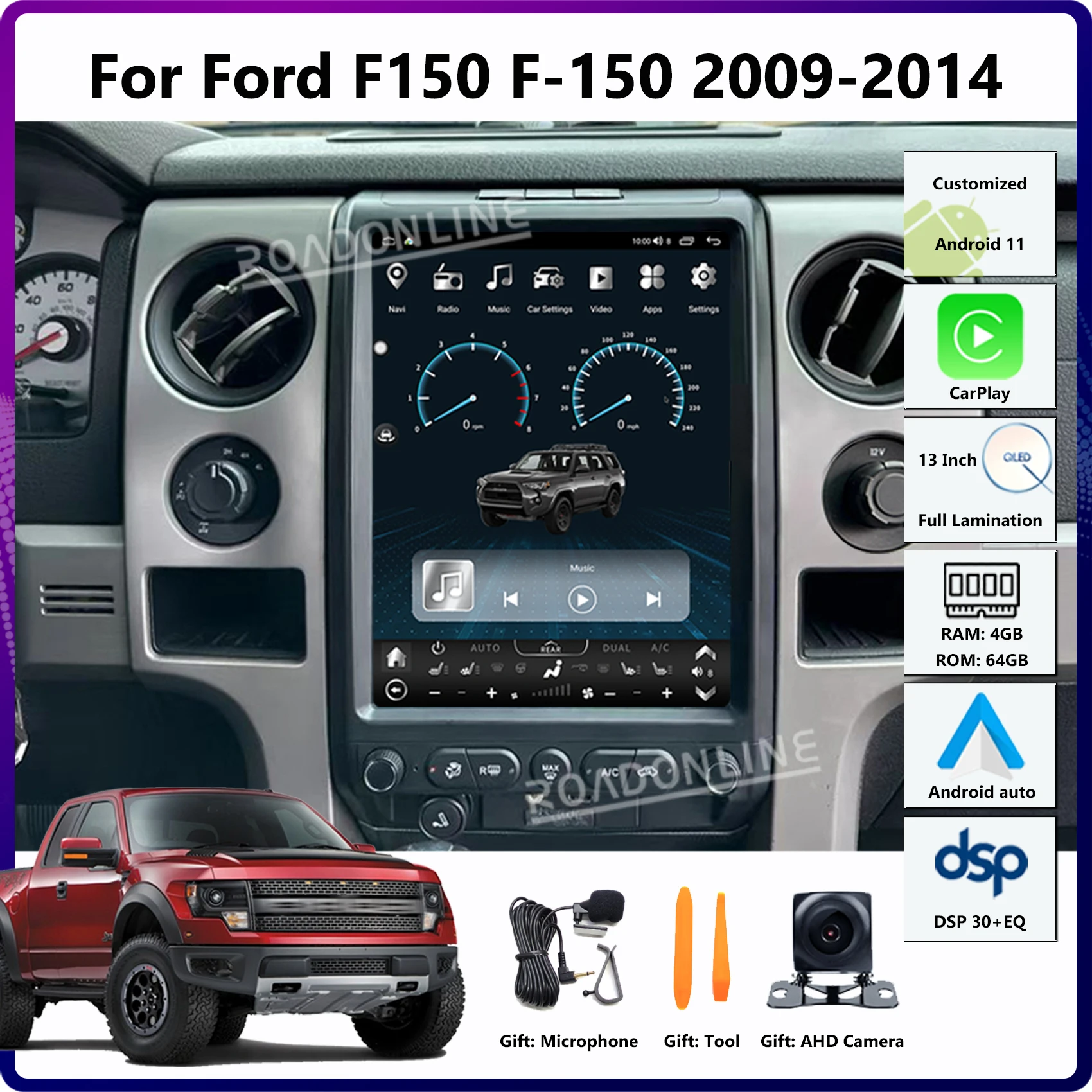 13 дюймовый экран в стиле Tesla, Android 12 для Ford Raptor F-150 F150 2009-2014, автомобильное радио с GPS, мультимедийный видеоплеер CarPlay
13 дюймовый экран в стиле Tesla, Android 12 для Ford Raptor F-150 F150 2009-2014, автомобильное радио с GPS, мультимедийный видеоплеер CarPlay
