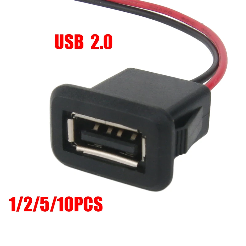 

1~10pcs 2 Pin 4 Pin USB 2.0 Female Power Jack 2P 4P USB 2.0 Charging Port Connector Data Interface with Cable USB Charger Socket