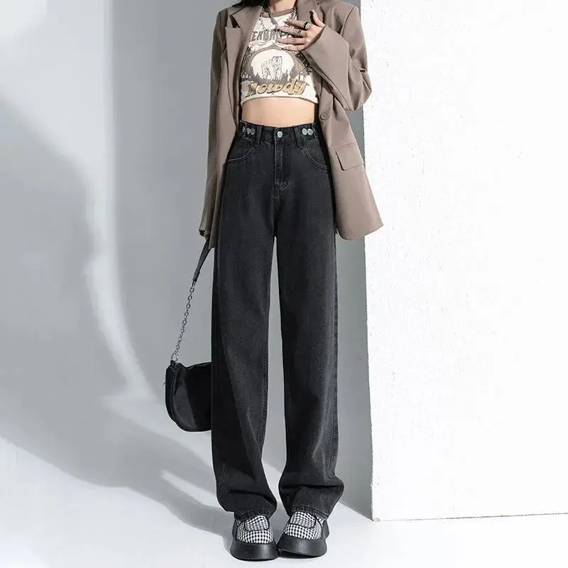 Женские винтажные джинсы Y2k, черные повседневные мешковатые джинсы с высокой талией, регулируемые, A858
Женские винтажные джинсы Y2k, черные повседневные мешковатые джинсы с высокой талией, регулируемые, A858