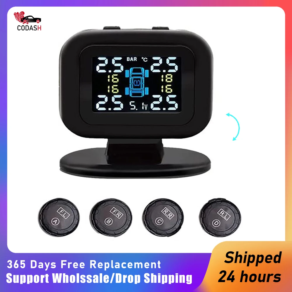 CODASH Mini Car TPMS LCD Display Auto Security Alarm Systems USB Tire Pressure Monitoring System With 4 External Sensor
CODASH Mini Car TPMS LCD Display Auto Security Alarm Systems USB Tire Pressure Monitoring System With 4 External Sensor