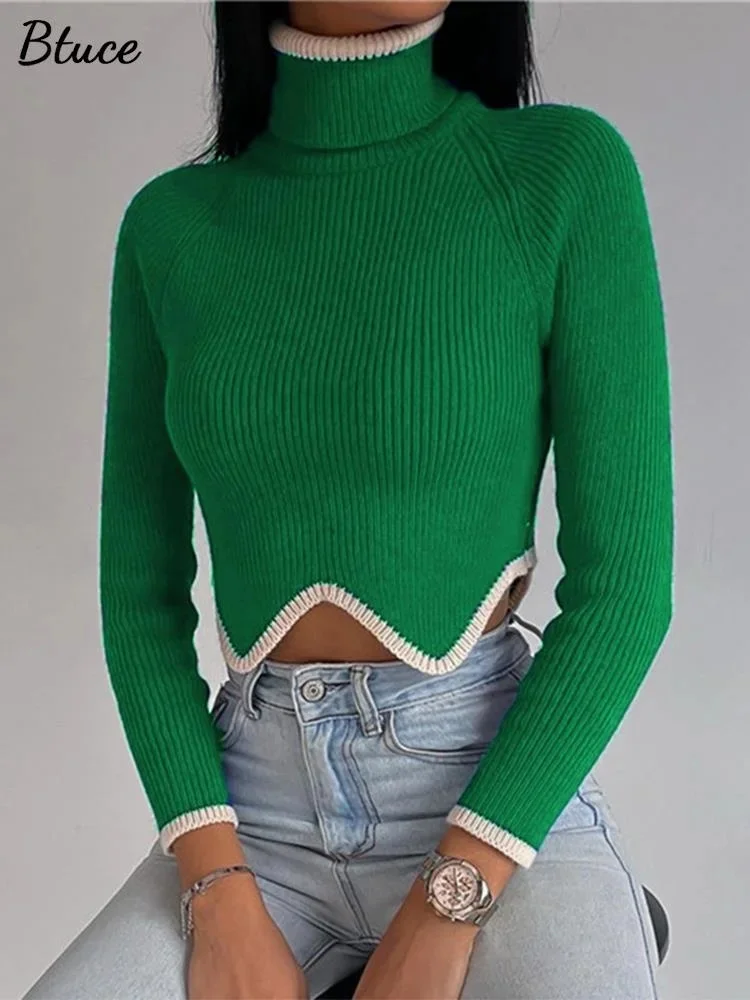 Turtleneck Threaded Knitted Pullovers Sweater 2023 Chic Irregular Hem Crop Jumper Autumn Winter Warm Lady Slim Elastic Sweaters
Turtleneck Threaded Knitted Pullovers Sweater 2023 Chic Irregular Hem Crop Jumper Autumn Winter Warm Lady Slim Elastic Sweaters