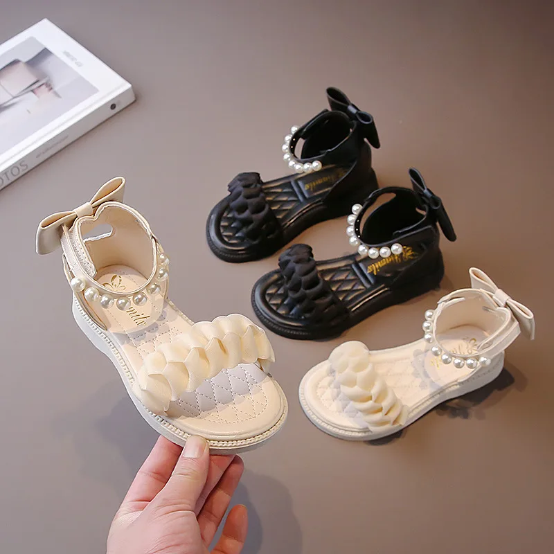 

Girls Roman sandals 2023 summer new soft sole large children leisure trend fashion princess wind beach sandals