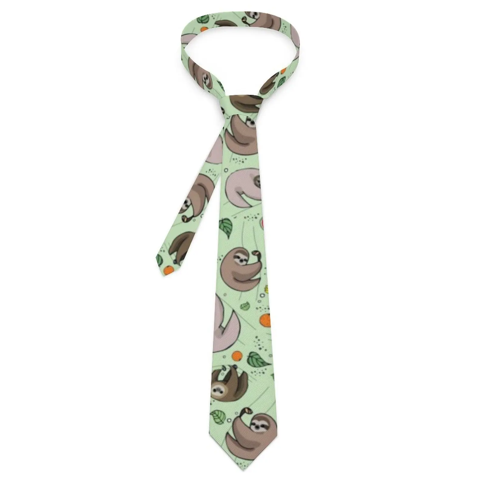 

Мужской галстук с изображением ленивецов из мультфильма, галстук с рисунком счастливых ленивецов и листьев, Забавный галстук для воротника, дизайнерский галстук для косплея, искусственное качество