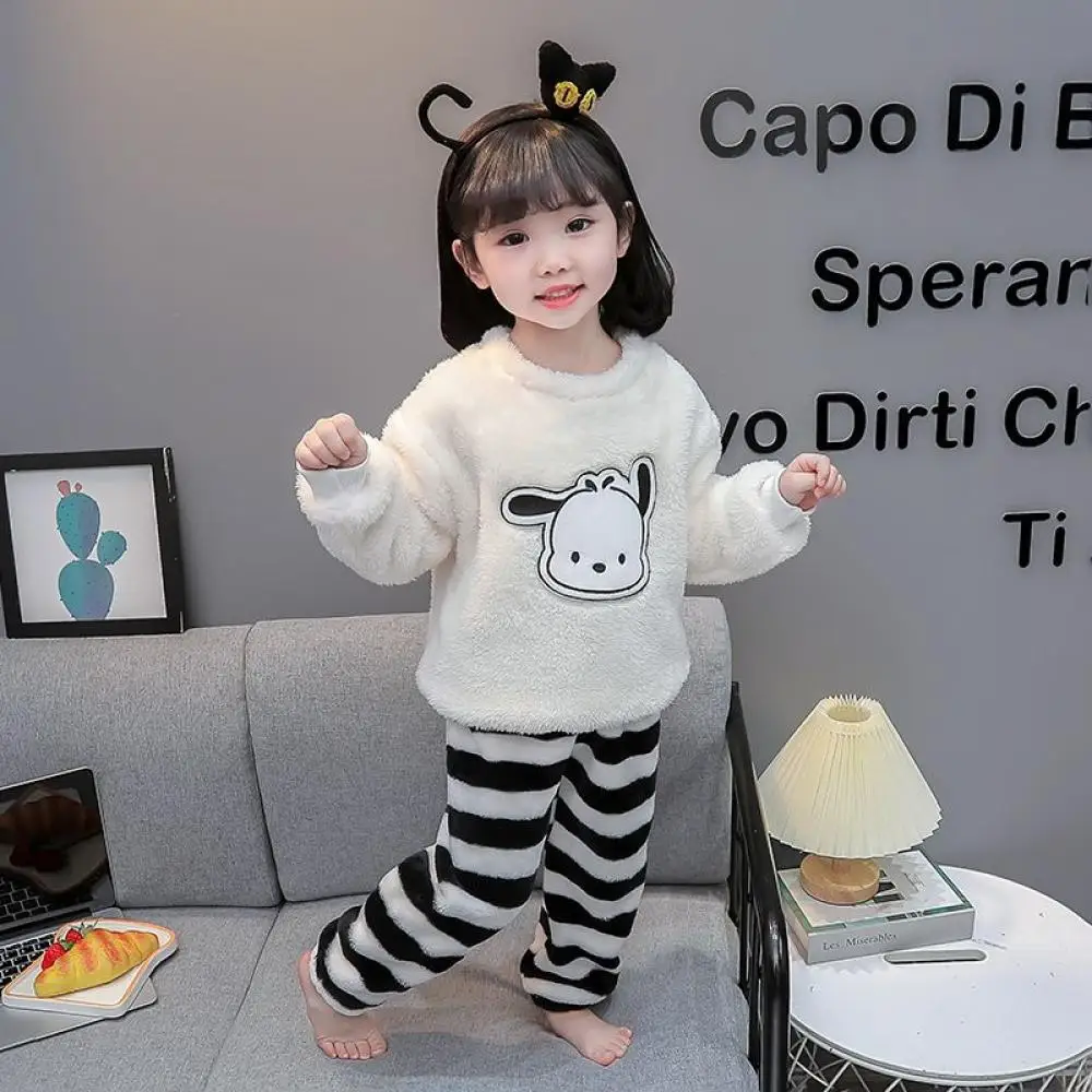 Sanrio Pochacco Girls Pajamas Set Cartoon Coral Velvet Thickened Warm Long Sleeve Homewear Autumn Winter Children's Clothing
Sanrio Pochacco Girls Pajamas Set Cartoon Coral Velvet Thickened Warm Long Sleeve Homewear Autumn Winter Children's Clothing