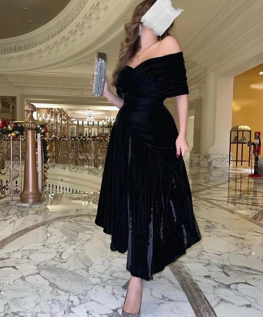 

Black Prom Dresses 2024 Off Shoulder Formal Gowns for Women Party Wedding Evening Ruched A Line Robes De Soiree