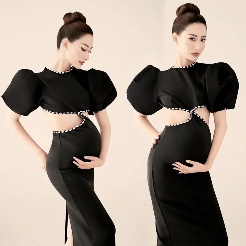 Women Vintage Photography Props Maternity Dresses Puff Sleeves Hepburn Style Hollow Out Elegant Pregnancy Dress For Photoshoot
Women Vintage Photography Props Maternity Dresses Puff Sleeves Hepburn Style Hollow Out Elegant Pregnancy Dress For Photoshoot