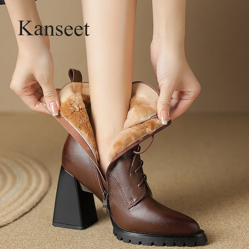 Kanseet New Pointed Toe Women Short Boots Winter Warm Wool Fur Genuine Leather Shoes High Heel Elegant Lady Ankle Boots 40 Brown
Kanseet New Pointed Toe Women Short Boots Winter Warm Wool Fur Genuine Leather Shoes High Heel Elegant Lady Ankle Boots 40 Brown
