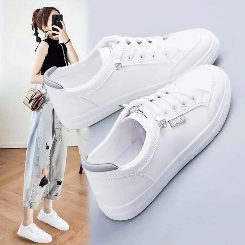 

2024 Women Sneakers Vulcanize Shoes Spring Autumn Breathable Flats Solid Color Mesh Shoes Young Woman Casual White Shoes