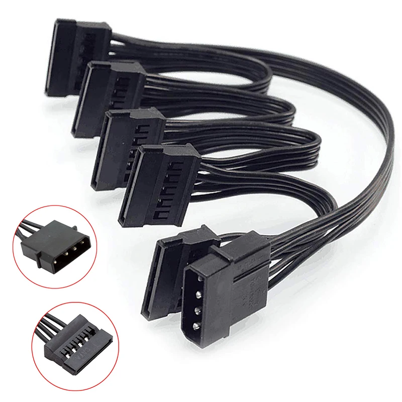 

4Pin Hard Drive Power Cable 1 Male To 3/4/5/6 Female Splitter Adapter SATA Power Hard Disk Extension for DIY PC Sever