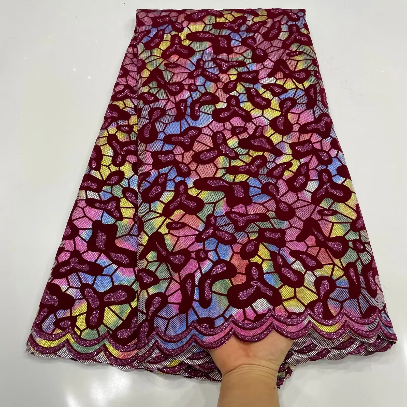 Latest Multicolor African Flocking Tulle Lace Fabric 2023 Nigerian Gilding Lace Fabric 5 Yards for Wedding Party Dresses
Latest Multicolor African Flocking Tulle Lace Fabric 2023 Nigerian Gilding Lace Fabric 5 Yards for Wedding Party Dresses
