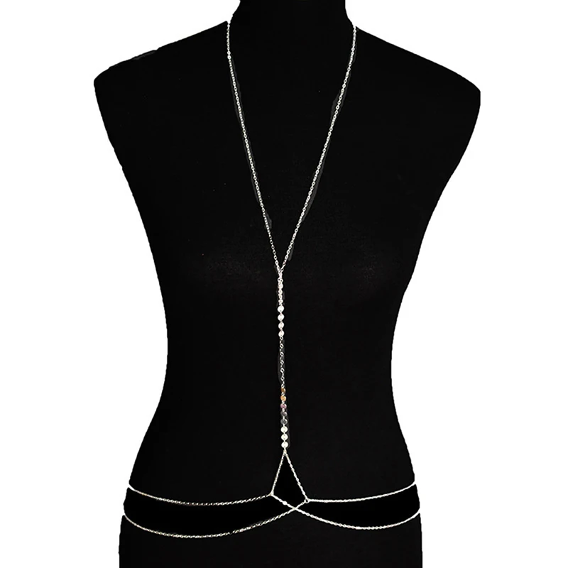 Bijoux de corps à sequins pour femmes, poitrine sexy, art du ventre, taille croisée, plage 2