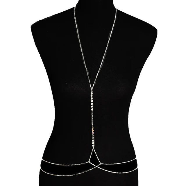 Bijoux de corps à sequins pour femmes, poitrine sexy, art du ventre, taille croisée, plage 2