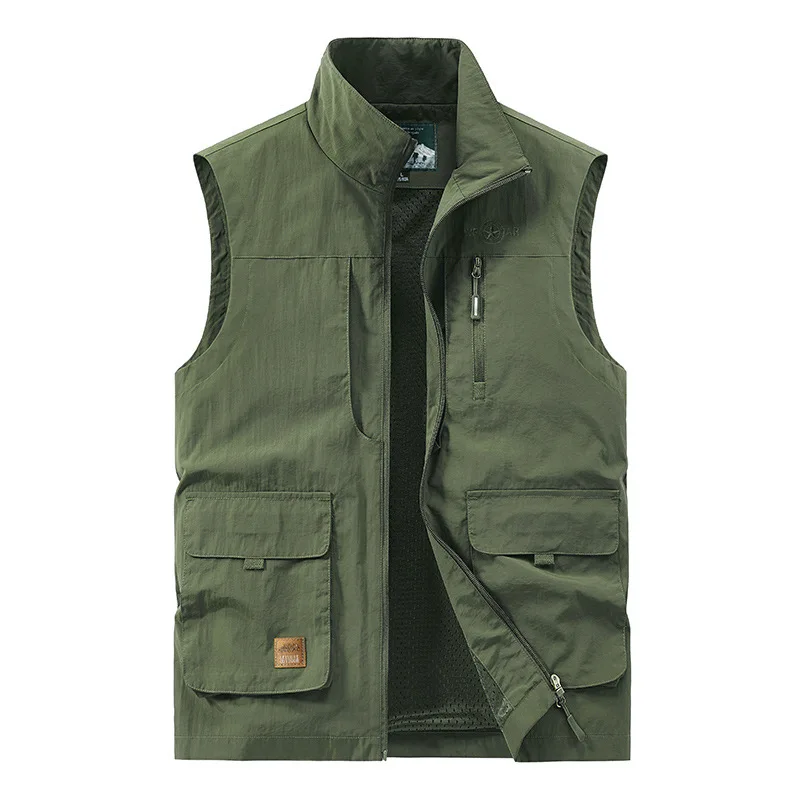 Men's Monochromatic Fishing Vest, Casual Cardigan, Loose, Multi-Pocket, Stand Collar, Work, Photography, Spring
Men's Monochromatic Fishing Vest, Casual Cardigan, Loose, Multi-Pocket, Stand Collar, Work, Photography, Spring