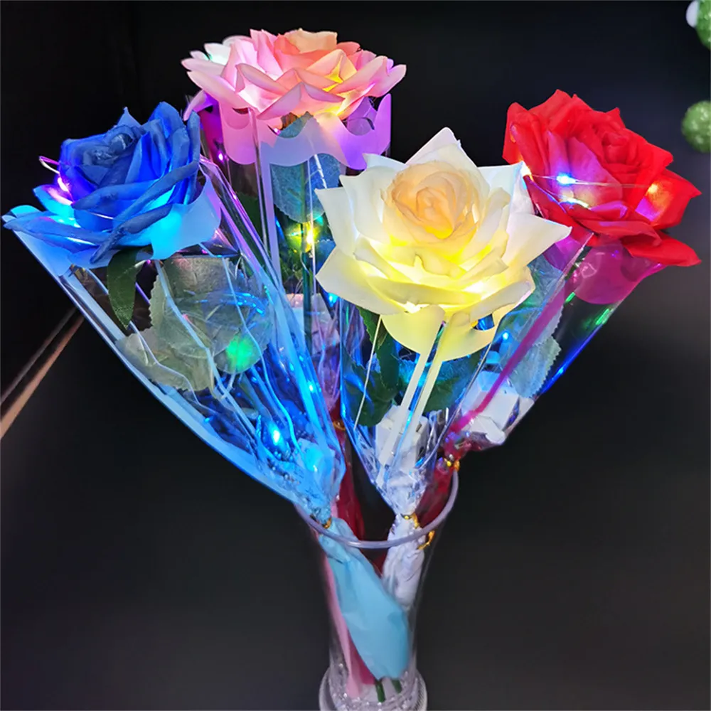 

Мерцающая Роза, имитация цветка с гирляндой, Подарок на годовщину, День Святого Валентина, искусственный цветок, праздничный Декор